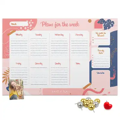 Memobord van kurk Weekplanner