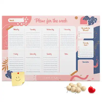 Memobord van kurk Weekplanner