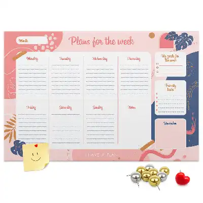 Memobord van kurk Weekplanner