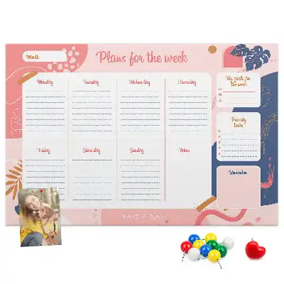 Memobord van kurk Weekplanner