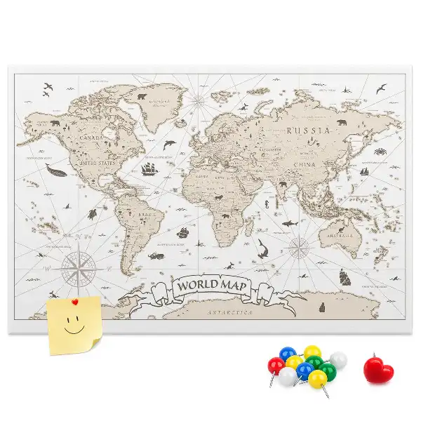 Kurk prikbord Verouderde vintage wereldatlas