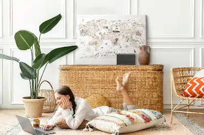 Kurk prikbord Verouderde vintage wereldatlas