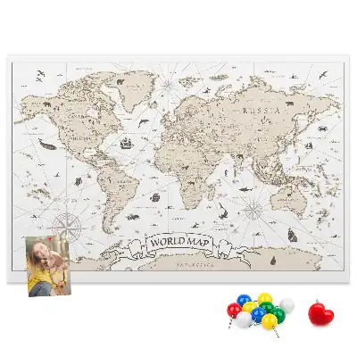 Kurk prikbord Verouderde vintage wereldatlas
