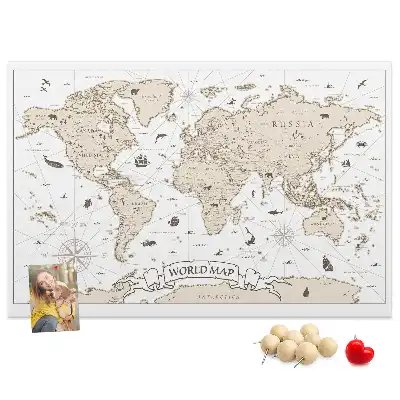Kurk prikbord Verouderde vintage wereldatlas