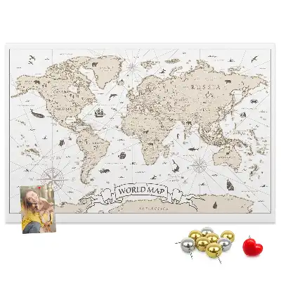Kurk prikbord Verouderde vintage wereldatlas
