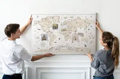 Kurk prikbord Verouderde vintage wereldatlas