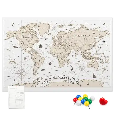 Kurk prikbord Verouderde vintage wereldatlas
