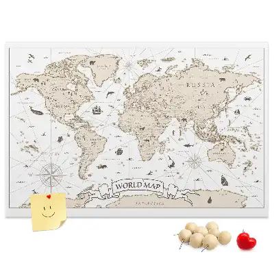 Kurk prikbord Verouderde vintage wereldatlas
