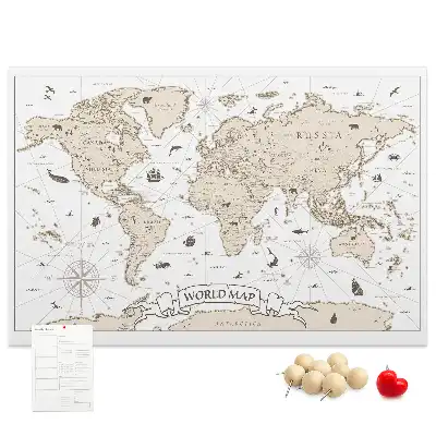 Kurk prikbord Verouderde vintage wereldatlas