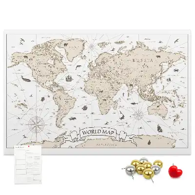 Kurk prikbord Verouderde vintage wereldatlas