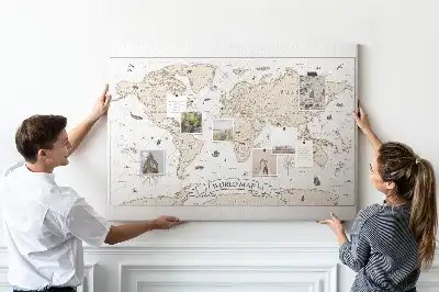 Kurk prikbord Verouderde vintage wereldatlas