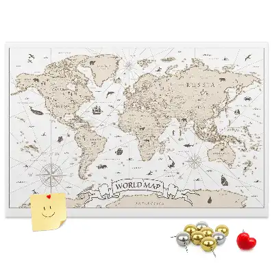 Kurk prikbord Verouderde vintage wereldatlas