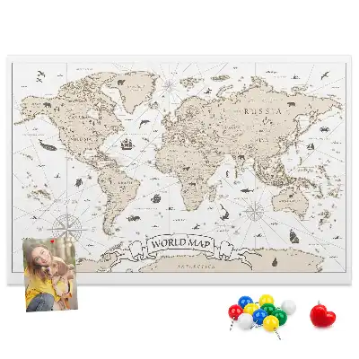 Kurk prikbord Verouderde vintage wereldatlas