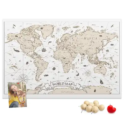 Kurk prikbord Verouderde vintage wereldatlas