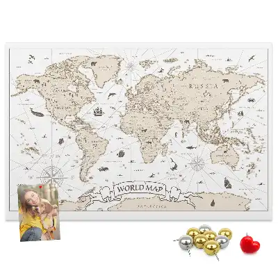 Kurk prikbord Verouderde vintage wereldatlas