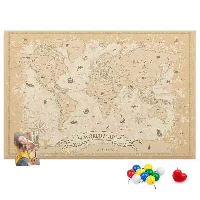 Memobord van kurk Klassieke retro kaart van de wereldbol