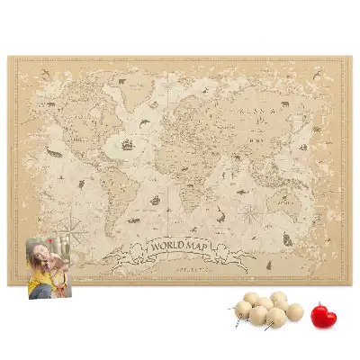 Memobord van kurk Klassieke retro kaart van de wereldbol