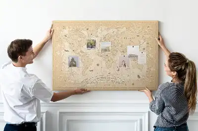 Memobord van kurk Klassieke retro kaart van de wereldbol