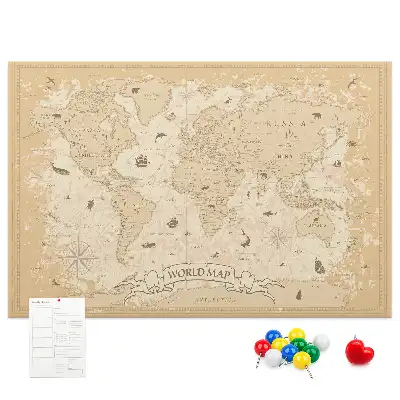 Memobord van kurk Klassieke retro kaart van de wereldbol