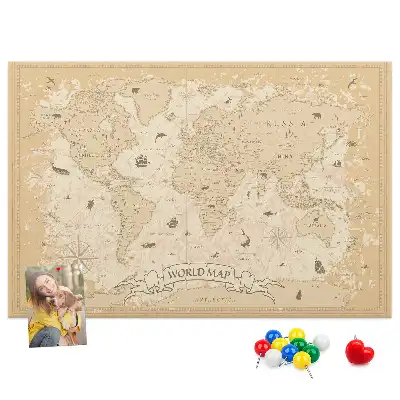 Memobord van kurk Klassieke retro kaart van de wereldbol