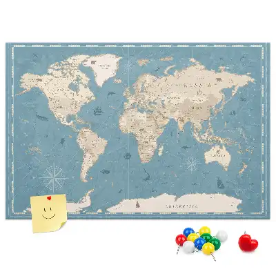 Kurken prikbord met klassieke atlas van weleer