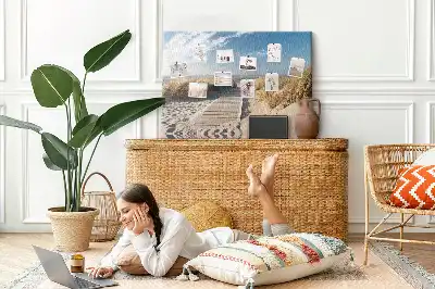 Memobord van kurk Uitzicht op het strand