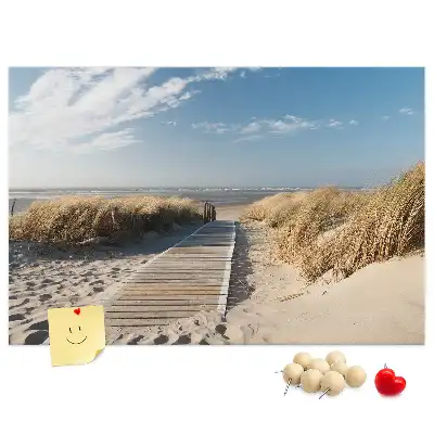 Memobord van kurk Uitzicht op het strand