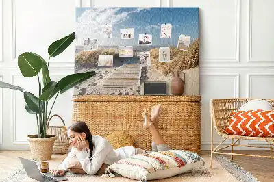 Memobord van kurk Uitzicht op het strand