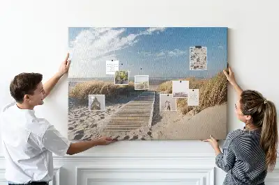 Memobord van kurk Uitzicht op het strand