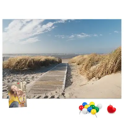 Memobord van kurk Uitzicht op het strand