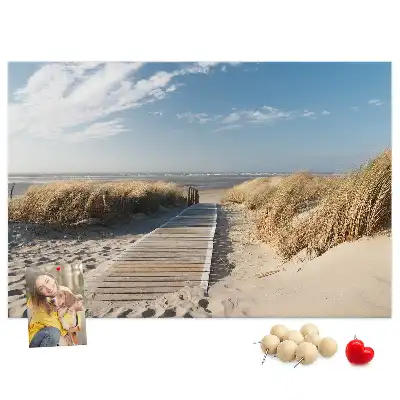 Memobord van kurk Uitzicht op het strand