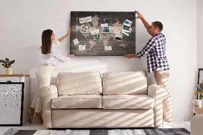 Memobord van kurk Wereldkaart op hout