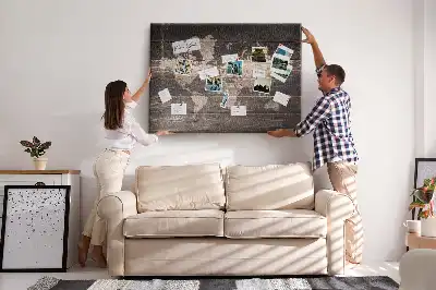 Memobord van kurk Wereldkaart op hout