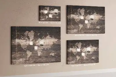 Memobord van kurk Wereldkaart op hout