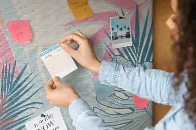 Memobord van kurk Pastelkleurige bladeren