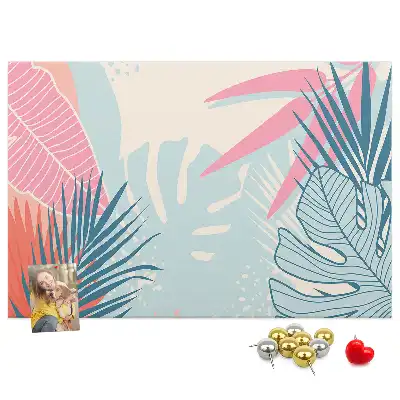 Memobord van kurk Pastelkleurige bladeren