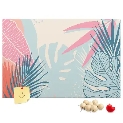 Memobord van kurk Pastelkleurige bladeren