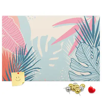 Memobord van kurk Pastelkleurige bladeren