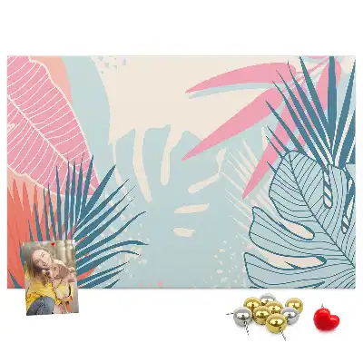 Memobord van kurk Pastelkleurige bladeren