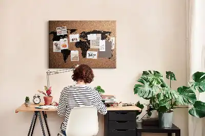 Kurk prikbord Minimalistische omtrek van continenten