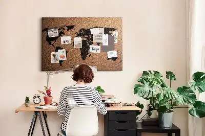 Kurk prikbord Minimalistische omtrek van continenten