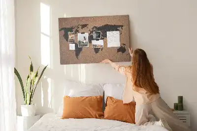 Kurk prikbord Minimalistische omtrek van continenten
