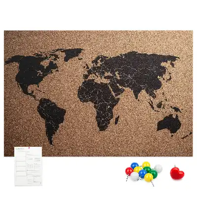 Kurk prikbord Minimalistische omtrek van continenten
