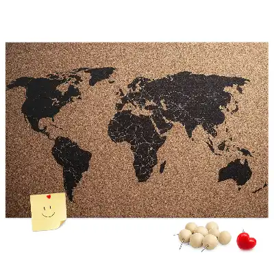 Kurk prikbord Minimalistische omtrek van continenten