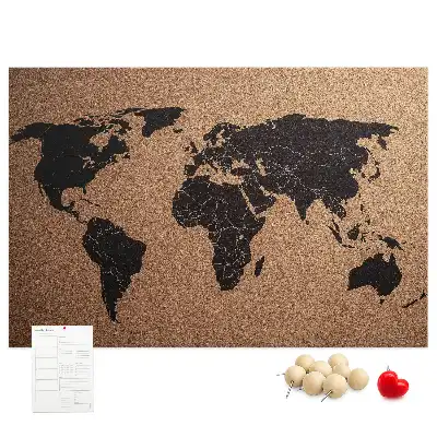 Kurk prikbord Minimalistische omtrek van continenten