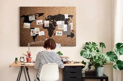 Kurk prikbord Minimalistische omtrek van continenten