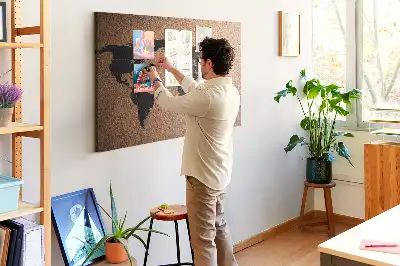 Kurk prikbord Minimalistische omtrek van continenten