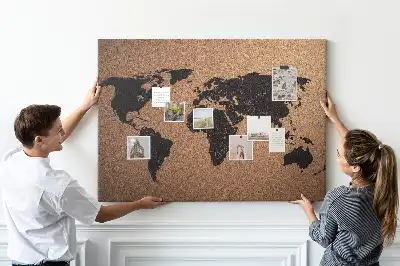Kurk prikbord Minimalistische omtrek van continenten
