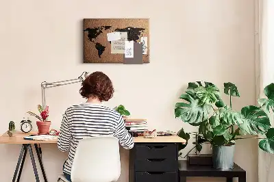 Kurk prikbord Minimalistische omtrek van continenten