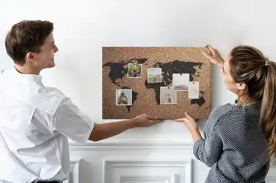 Kurk prikbord Minimalistische omtrek van continenten